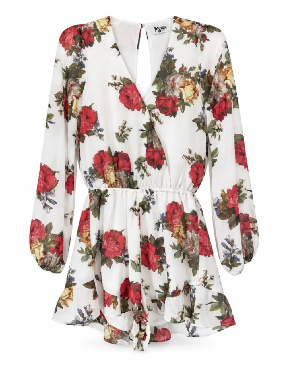 Show Me Your Mumu White Floral Long Sleeve Romper, Size S